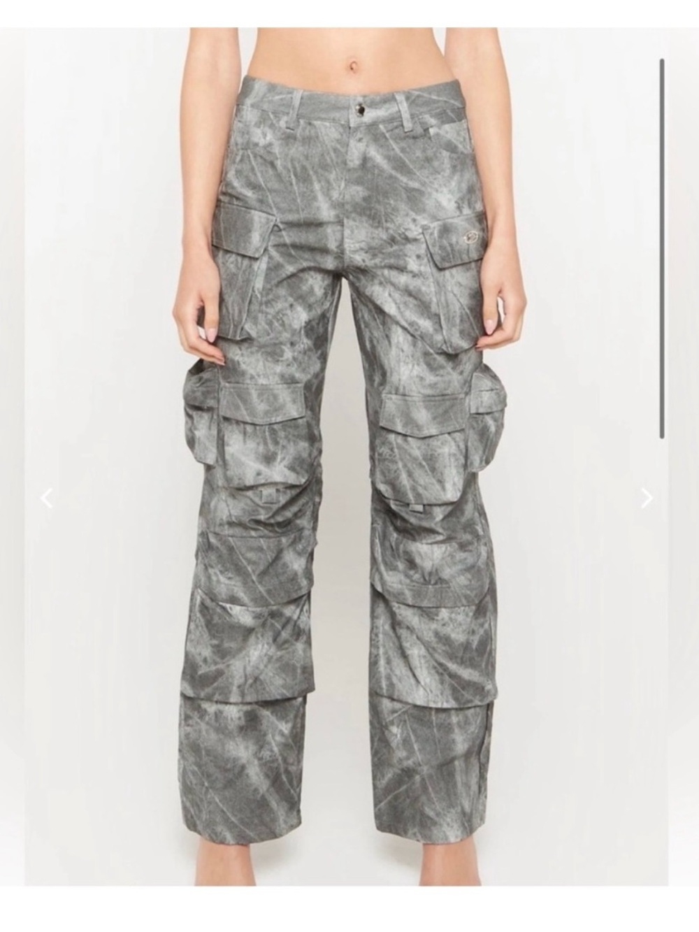Charcoal acid wash oversized vegan leather trouser
